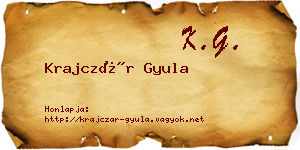 Krajczár Gyula névjegykártya
